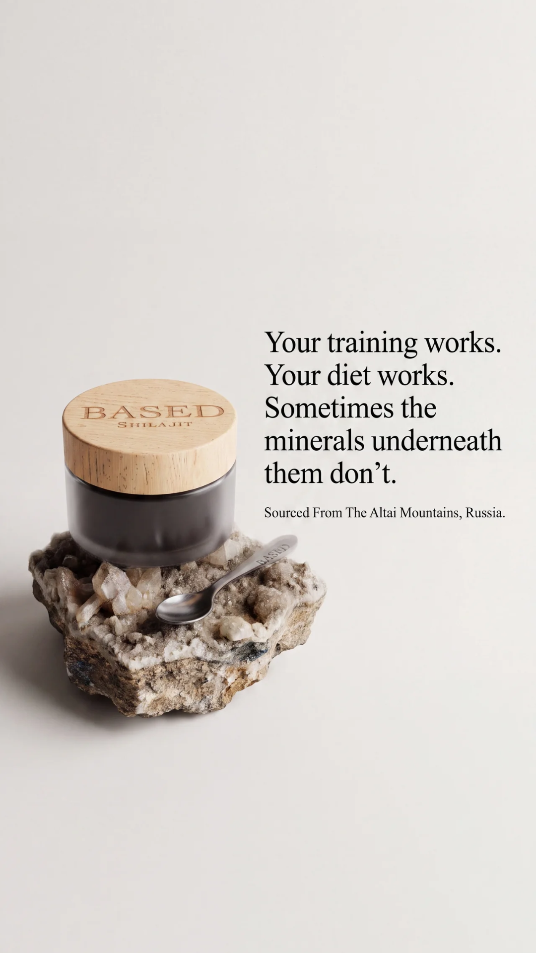 Based Shilajit ad — your training works, your diet works