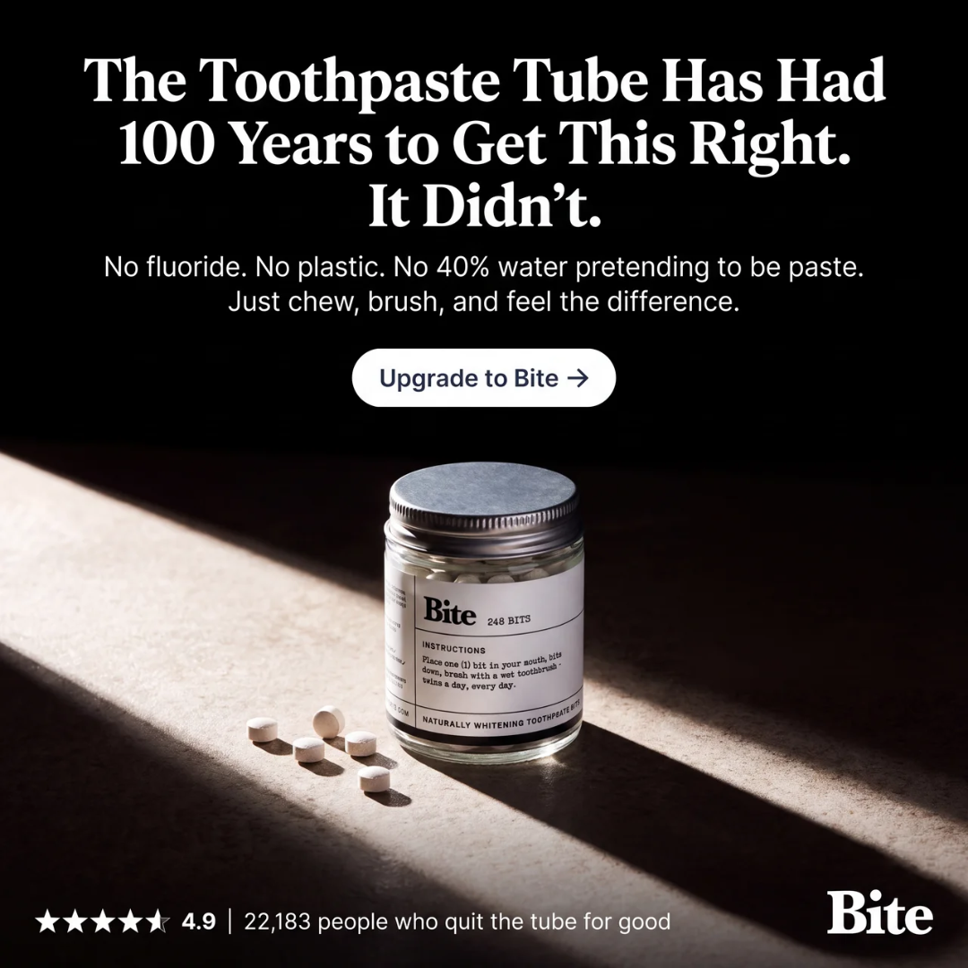Bite toothpaste ad — the toothpaste tube has had 100 years