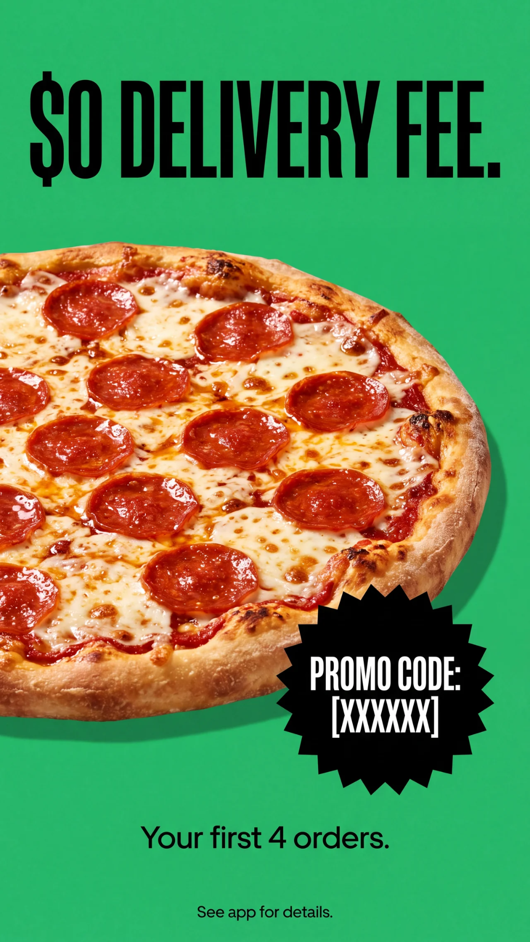 Uber Eats ad — $0 delivery fee
