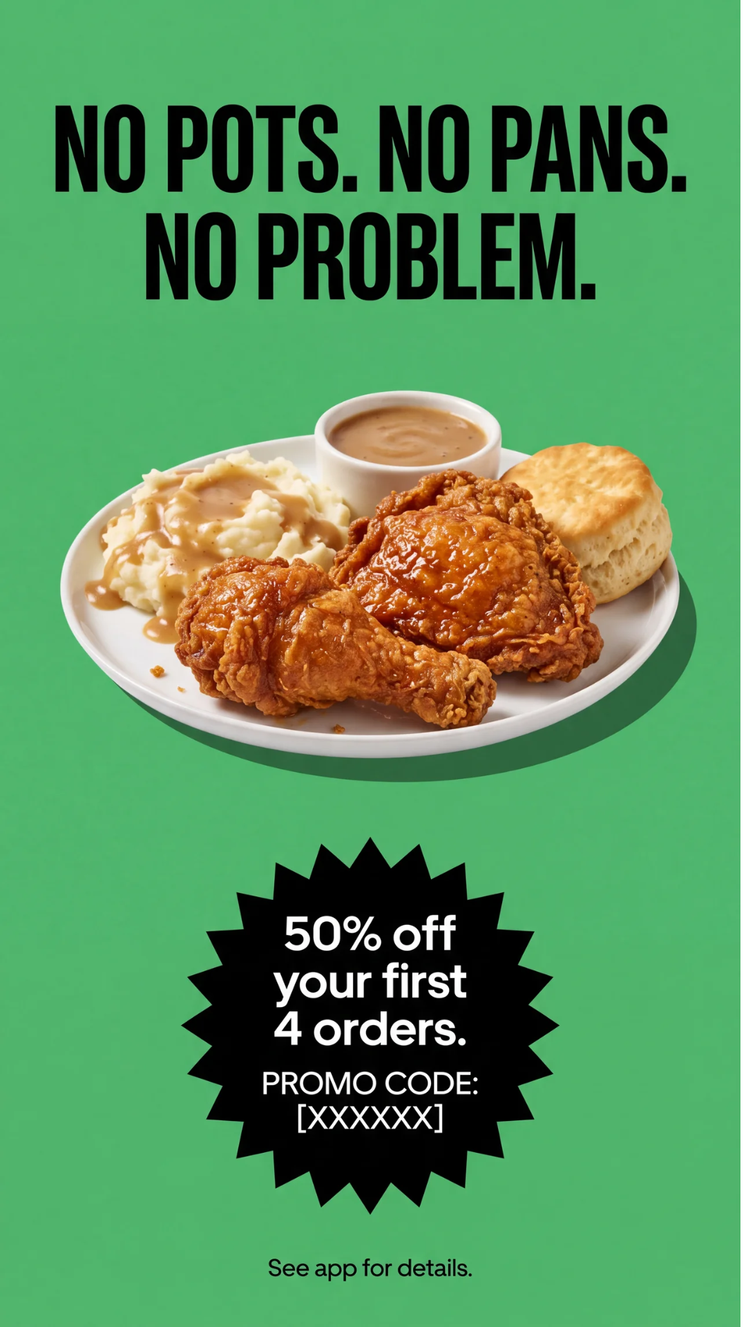 Uber Eats ad — no pots, no pans, no problem