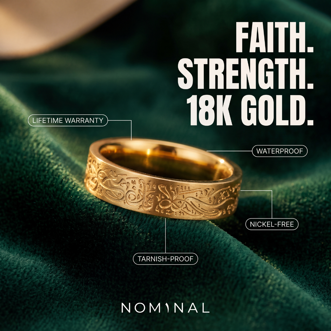 Nominal ad — faith, strength, 18k gold