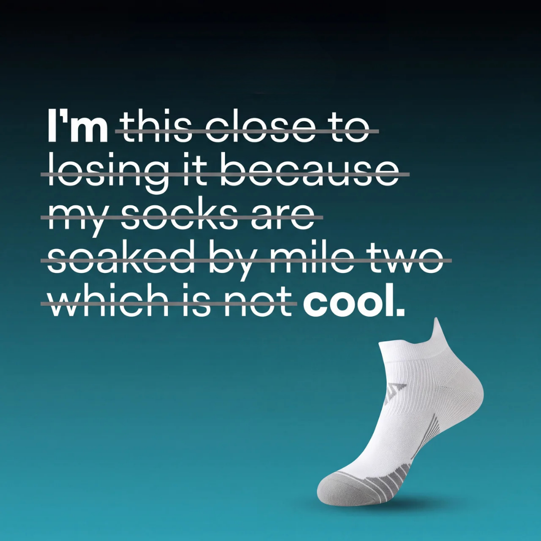 Oxyfit ad — I'm this close to losing it because my socks are soaked
