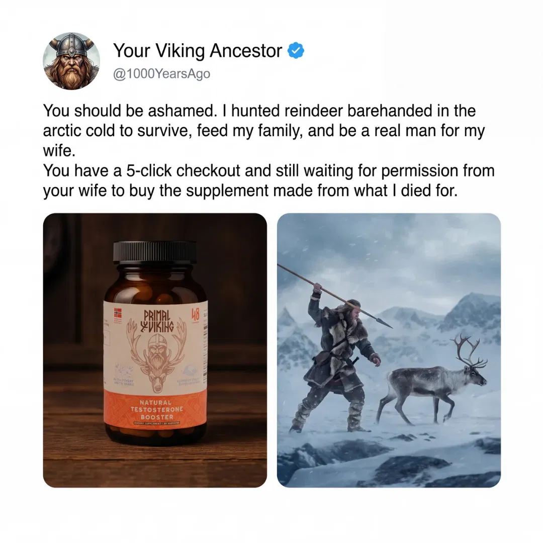 Primal Viking ad — your viking ancestor tweet