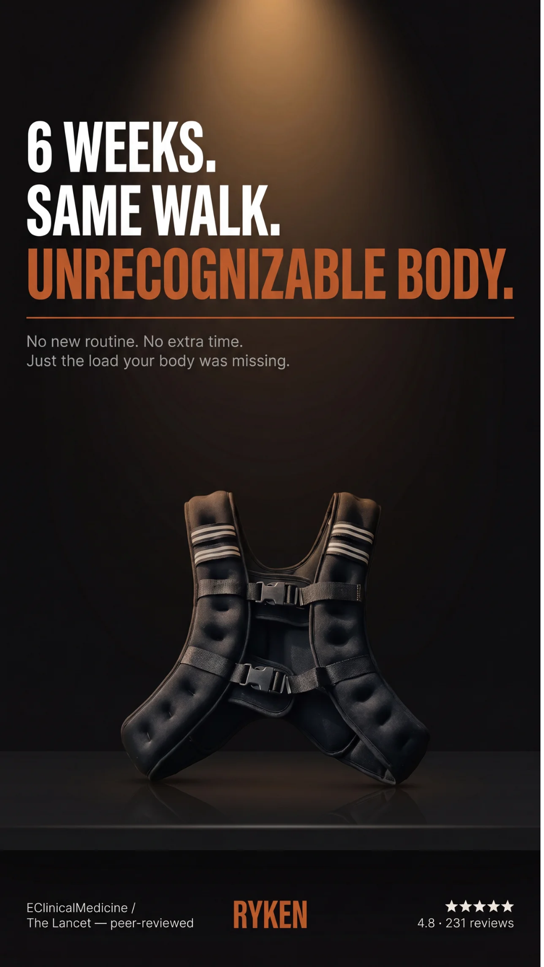 Ryken ad — 6 weeks, same walk, unrecognizable body